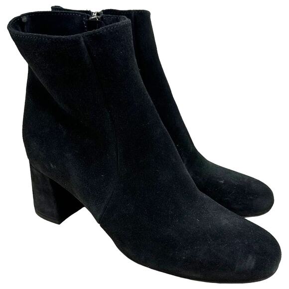 La Canadienne NWOB Joanie Black Side Zip Heeled Ankle Bootie Size 8M Suede - Picture 3 of 10